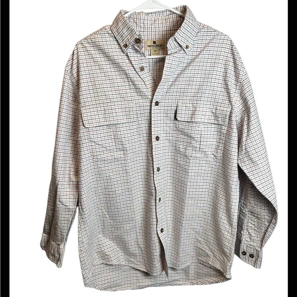 Woolrich Men’s Red Blue Check Long Sleeve Button Down Size Medium